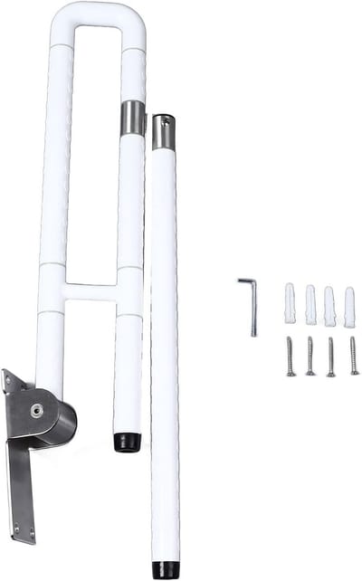 Toiletbeugel Opvouwbaar - Badkamer Handgreep - Veiligheid Thuiszorg - Lichteffect Donker - 60 cm Lengte - Wit