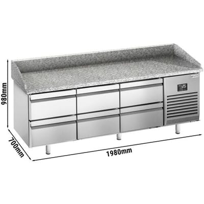 GGM Gastro Pizzakühltisch Premium PLUS - 1980x700mm - mit 6 Schubladen