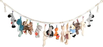Opbergnet voor Knuffeldieren met Haken - Macramé Boho Hangmat voor Speelgoed en Teddyberen in Kinderkamer of Slaapkamer