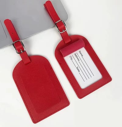 Actie4you® - Kofferlabels - Bagagelabels - Leer - Venster - 2 stuks – Rood