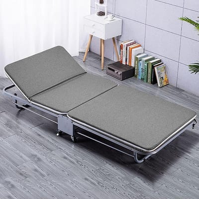 Opklapbed met Matras - Gastbed Klapbed - Comfortabel Slapen - 6 Verstelbare Posities - 188x65cm - Grijs