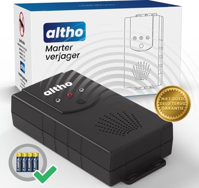 Marterverjager Huis & Schuur - Altho Ultrasone Steenmarter Verjager - Startklare Set incl. Batterijen - Direct Gebruiksklaar - Ook op USB en 12V