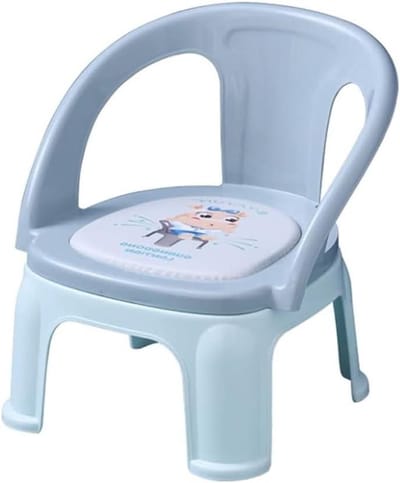 Voetenbank Rugleuning - Zitkrukje Kinderen - Ontspannen Zitten - Antislip Onderkant - 37.5x30x31.5 cm - Blauw