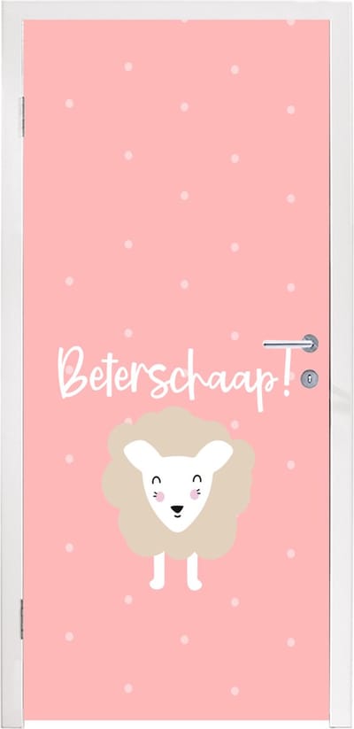 Deursticker Sterkte - Quotes - Stippen - Schaap - 95x235 cm - Deurposter