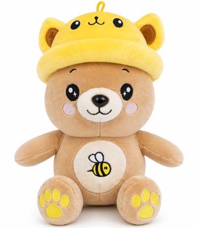 Topknuffels® Teddybeer Squishy met Capibara Hoed Pluche Knuffel 26 cm - Speelgoed Knuffels voor Kinderen Jongens Meisjes - Kawaii Kussen Schattig - Knuffelbeer Teddy Beertje