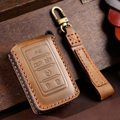 Pour Dodge Ram 1500 Ram1500 Ram2500 Trx   Pour Chrysler Couve Dodge Jeep Grand Cherokee Housse Étui en Cuir pour Porte-clés de Voiture beige