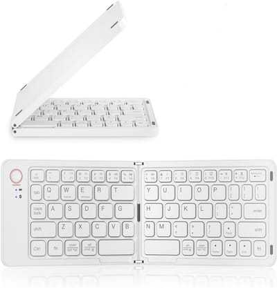 KZQ Opvouwbaar draadloos Bluetooth-toetsenbord - Ultra-slim aluminium reistoetsenbord - Stille toetsen - Compact design - Wit