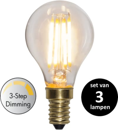 3 standen led lamp - 4W - E14 - 2100K - set van 3
