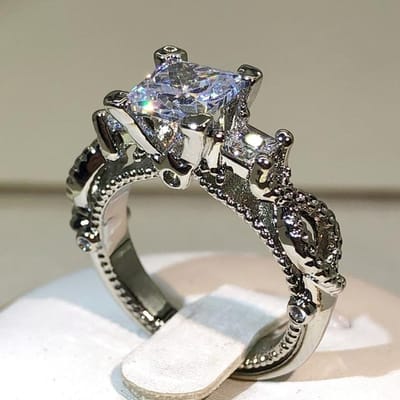 Vintage witte zirkoon diamanten ring echte 925 sterling zilveren verlovingsring trouwring ringen voor vrouwen mannen partij sieraden 7