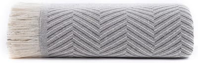 Multifunctioneel sprei 230 x 260 cm in donkergrijs met visgraatpatroon
