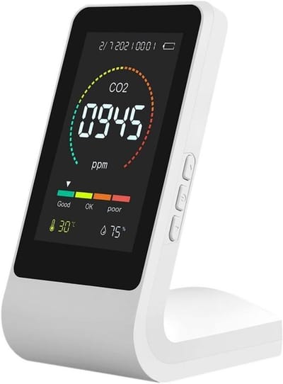 CO2 Meter - Luchtkwaliteit Sensor - Binnenklimaat Meten - Alarmfunctie - 14.3x6.8x9cm - Wit