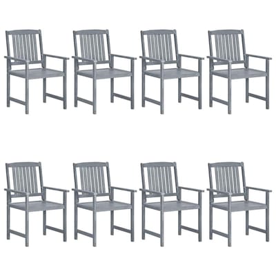 vidaXL - Tuinstoelen - 8 - st - met - kussens - massief - acaciahout - grijs