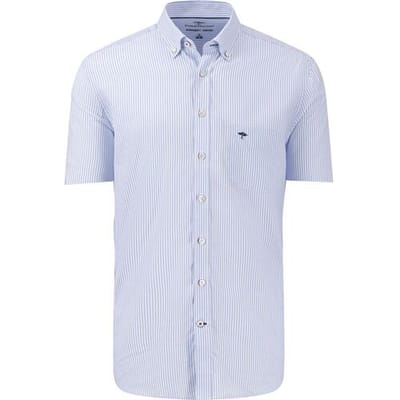 Fynch-Hatton Overhemd Striped Oxford Short Sleeve Button-Down Blue Melange / male