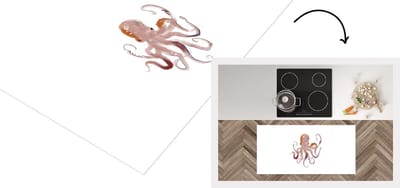 Keukenloper - Loper keuken - Dieren - Octopus - Zee - Waterverf - 120x60 cm - Keukenloper vinyl