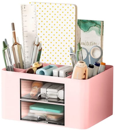 Dailygoody - Bureau-organizer - Multifunctionele pennenhouder - Ruimtespaarder - Roze - Organizer voor kinderen - Perfect voor thuis en school - Cadea...