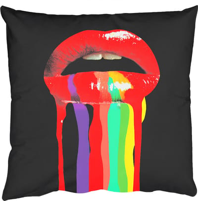 Sierkussens - Kussentjes Woonkamer - 50x50 cm - Lippen - Kleuren - Zwart