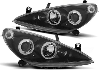 Koplampen dual halo rims PEUGEOT 307 04 01-06 05 ANGEL EYES ZWART