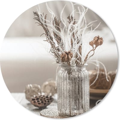 Muismat rond 20x20 cm - Mousepad Stilleven - Droogbloemen - Vaas - Ronde muismatten
