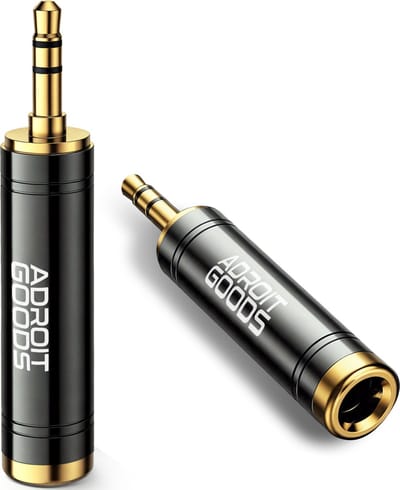 AdroitGoods 6.35mm Male naar 3.5mm Female Audio Jack Adapter - Gold plated - Zwart