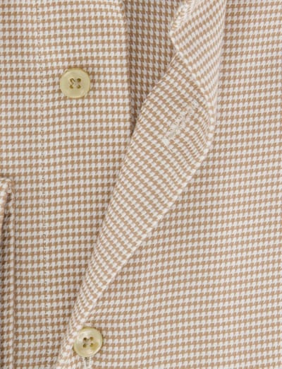 Beige strijkvrij overhemd slim fit Michaelis geruit