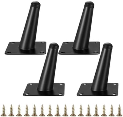 PolkaHome Meubelpoten, 4 stuks schuine zwarte metalen tafelpoten, kastpoten voor banken, tafels, kasten, tv-meubels - 10 cm hoogte