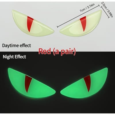 Lichtgevende Kattenoog Stickers Motorfiets Auto Helm Decal Nachtgloed Groen 7cm red black