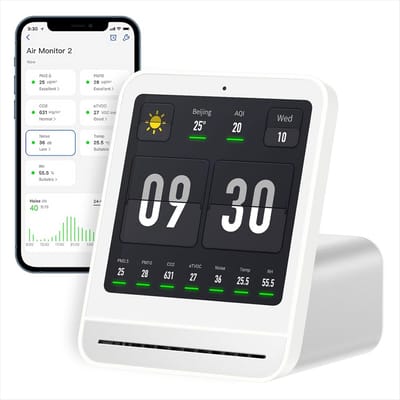 Co2 Meter - Co2 Meter Binnen - Co2 Melder - Co2 Meter Luchtkwaliteitsmeter - Co2 Monitor - Luchtvochtigheid - Hygrometer - Hygrometer Binnen - Luchtvochtigheidsmeter - Temperatuurmeter Binnen - Thermometer - Thermometer Binnen - Alarmklokfunctie