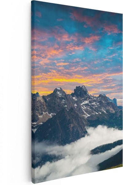 Artaza Canvas Schilderij Zonsondergang - 20x30 cm - Klein - Wanddecoratie Bergen - Muurdecoratie Woonkamer - Kamer Accessoires Natuur