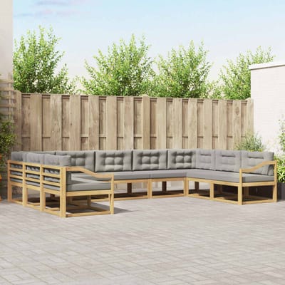 vidaXL - Buiten - bank - set - 9 - st - Wit - en - Lichtgrijs