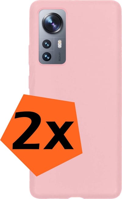 Hoes - 2 Stuks - Geschikt voor Xiaomi 12X - Sterk & Shockproof - Case Siliconen - Back Cover - Telefoon Hoes - Lichtroze