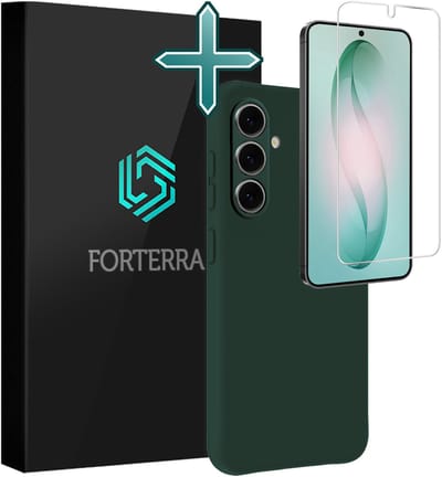 Hoesje Met Screenprotector - Geschikt voor Samsung Galaxy S26 - Sterk & Shockproof - Telefoon Hoes - Back Cover - Siliconen Case - Donkergroen