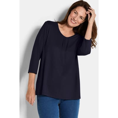 Elegant shirt van viscose-jersey - marine - Gr. 38 van Goldner Fashion