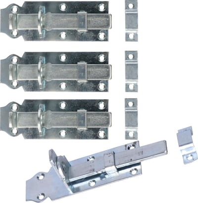 Deltafix schuifslot/hangslotschuif - 4x - 12 x 4.5cm - verzinkt staal - deur - schutting - hek