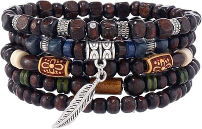 Houten Stretch Armbanden voor Meditatie en Gebed - Set van 5 Kralenarmbanden voor Vrouwen en Mannen