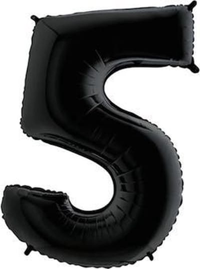 Folieballon cijfer 5 zwart (100cm)