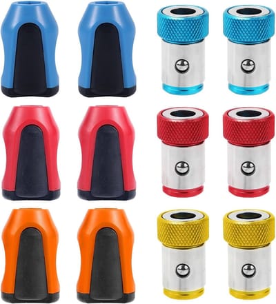 Set van 6 Magnetische Schroevendraaier Ringen met 6 Magnetizers - Schroefhouderset voor 6.35mm Hex Schroevendraaiers en Powerbits, Ideaal voor Klussen en Reparaties