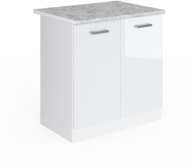 Vicco R-Line Onderkast voor gootsteen – 80 cm met deuren, met werkblad Wit Hoogglans