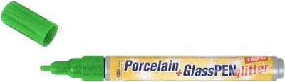 KREUL Glitter Lichtgroene Glas- en Porseleinstift - Porcelain+GlassPen Glitter 160 °C