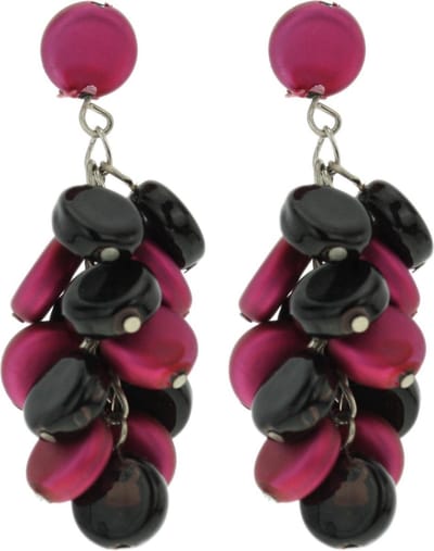 Behave - Oorhangers dames - Fuchsia zwart kraal - Speelse party look