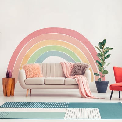 Voorgelijmd vliesbehang met gigantische muurschilderingen - REGENBOOG PASTEL DESIGN - 75x60cm
