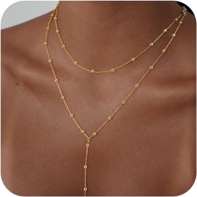 Elegante Lariat Ketting voor Dames - Fijne 14K Goud Vergulde Y-Vormige Choker en Lange Body Ketting