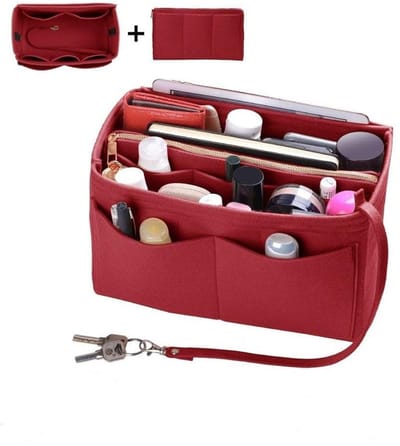 Dailygoods- Handtas Organizer Duurzaam Vilt - Multi-Pocket Tas Organizer - Bag in Bag - Draagbare Make-up Organizer - Afneembare Ritszak - Sleutelhanger - Tasorganizer