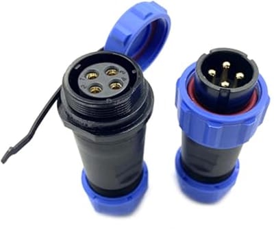 4-polige waterdichte luchtvaartstekker - IP68, soldeervrij, 30A, perfect voor buitenlampen