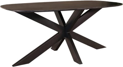 Eettafel Ovaal - Eetkamertafel - Gezellig Tafelen - Duurzaam Mangohout - 180x100cm - Zwart