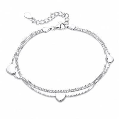 Engravia by Derya – Dames Armband – Roestvrij Staal (RVS) – 3-Laags Hartjesdesign – Cadeau voor Haar & Dagelijks Gebruik