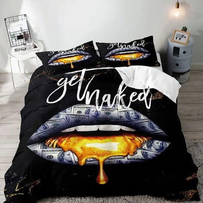 Luxe Geld Dekbedovertrek, Zwarte Beddengoedset, Dollarbiljet Dekbedovertrek, Slaapkamerdecoratie voor Mannen, 2 Kussenslopen 3 Stuks AU Queen 210x210cm