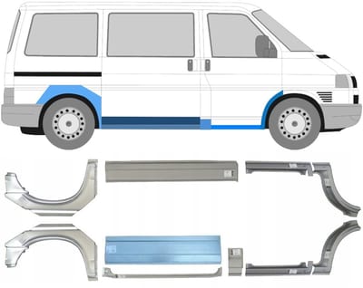 Reparatie dorpel + voorste spatbord + achterste spatbord voor Volkswagen Transporter T4 90-03