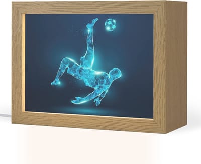 Nachtlampje 20x15 cm - Kinder lampje - Voetballer - Blauw - Neon - Tafellamp kinderkamer - Slaapkamer lamp - Bedlamp kinderen - Kinderlampje stopcontact - Wandlamp babykamer - Nachtlampjes