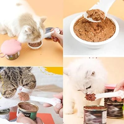 Jar Opener Cat Design Jar Fles Deksel Blikopener Multifunctionele Huisdier Ingeblikte Lepel voor Pet Food Can Supplies (Wit)