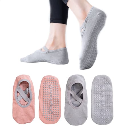 Allecto - Yogasokken - Antislip - Comfortabel draagcomfort - Roze en grijs - Voor yoga en pilates - Geschikt voor dames